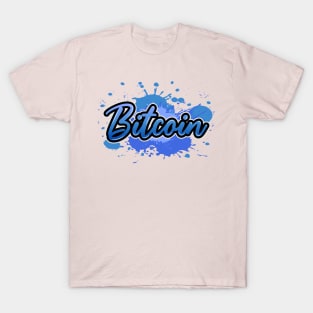 Bitcoin street art blue color T-Shirt